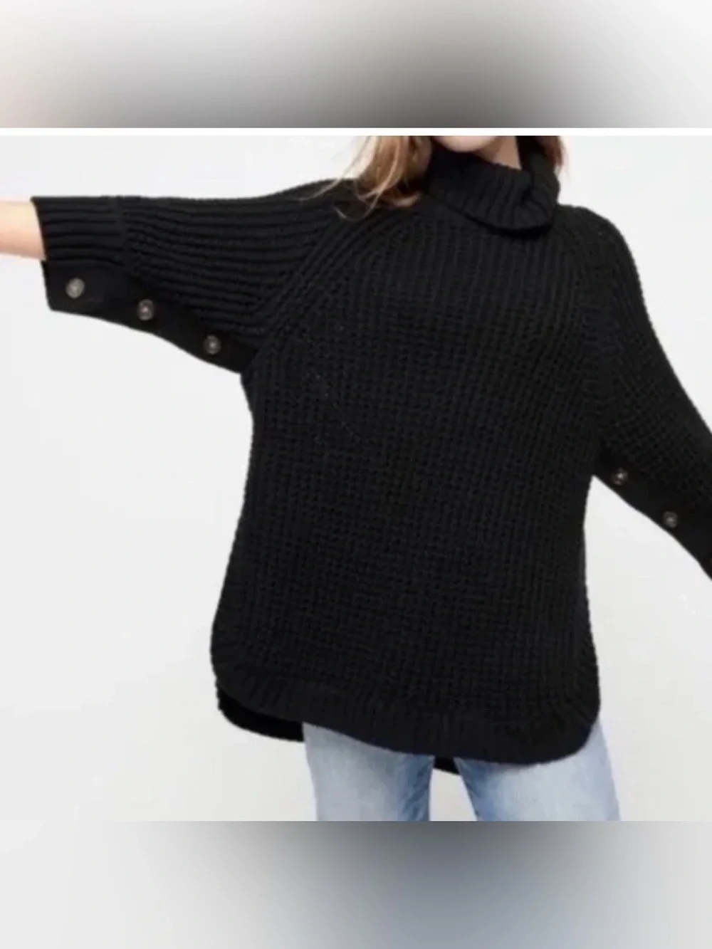 J. Crew Black Chunky Turtleneck Tunic Sweater size S/M. EUC.
